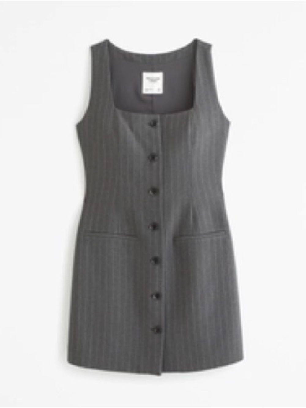 A&F Mara Squareneck Vest Mini Pinstripe Dress - Gray